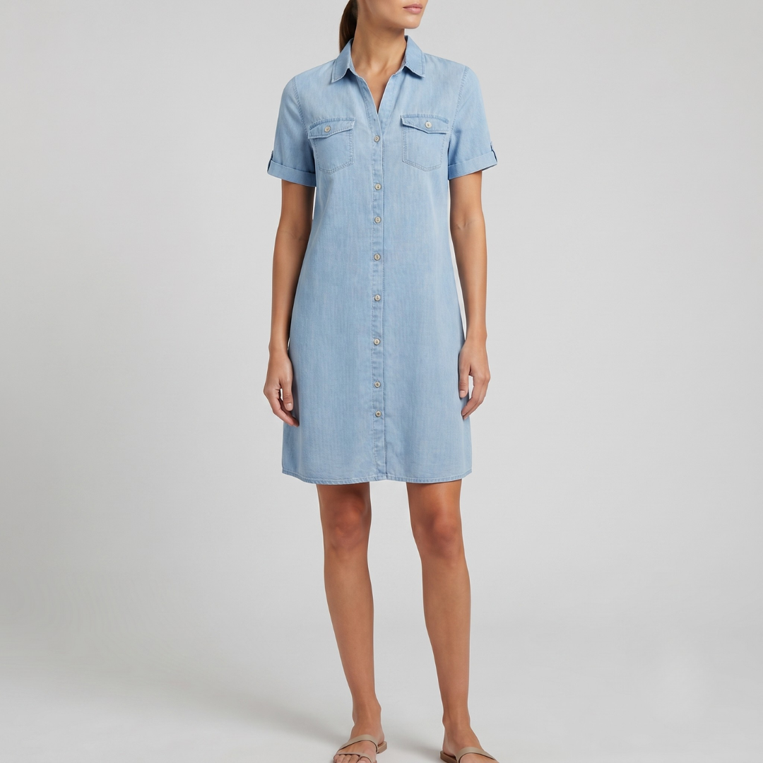 Myra Casual Denim Style Midi Dress