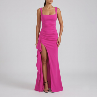 Livia Elegant Formal Slip Maxi Dress with Open Back