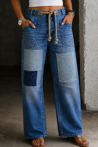 Yaretzi Patchwork Drawstring Jeans