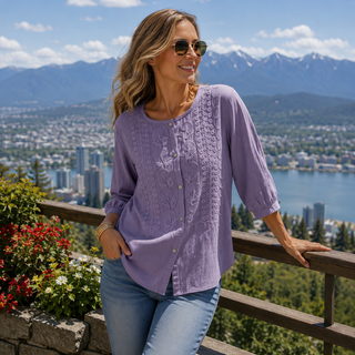 Lorrie Embroidered Cotton and Linen Blouse