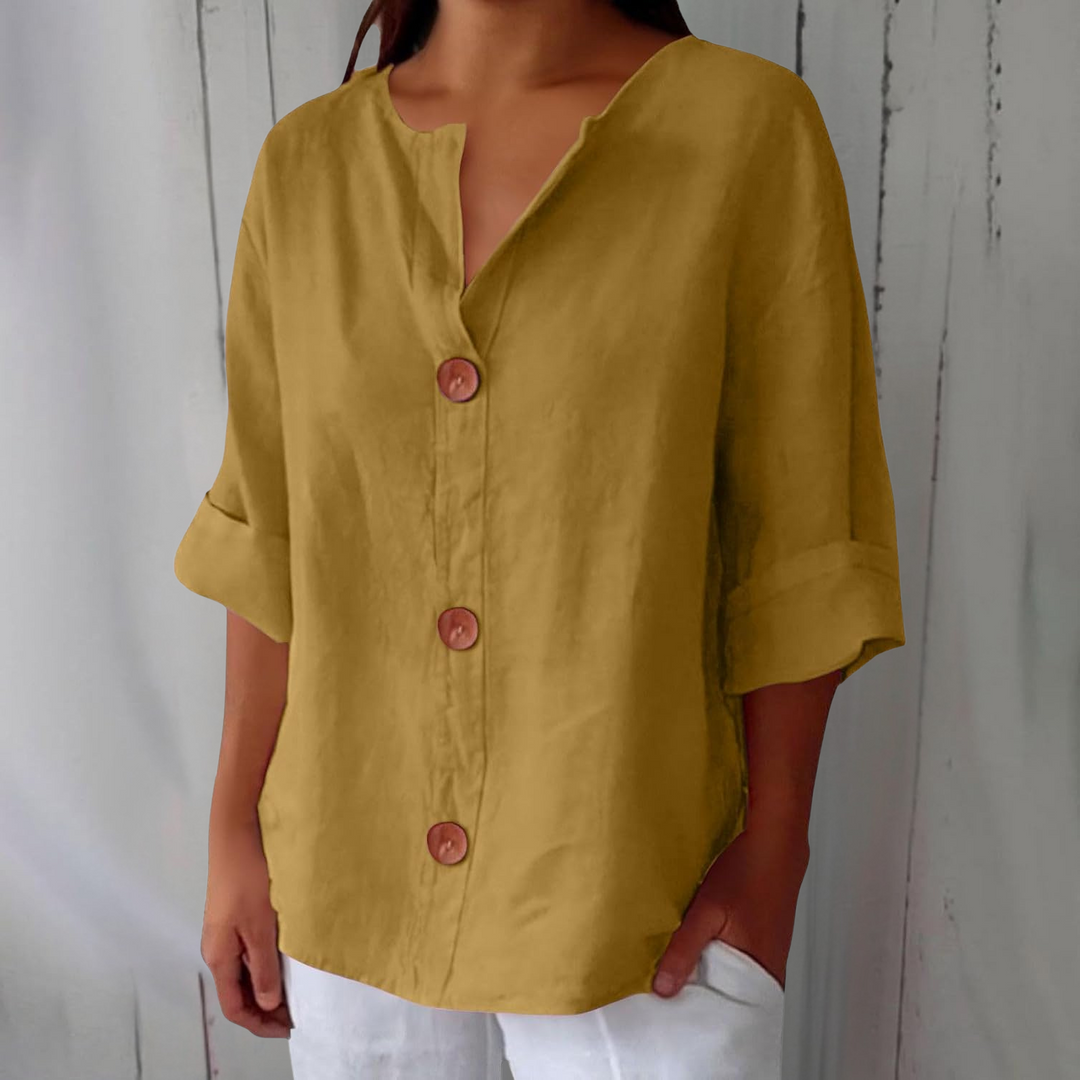 Nara Relaxed Linen Blouse for Timeless Elegance