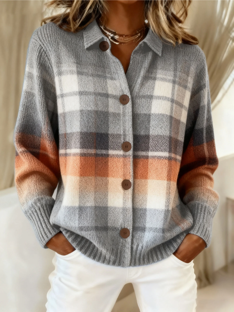 Airra Soft Checkered Knit Blouse