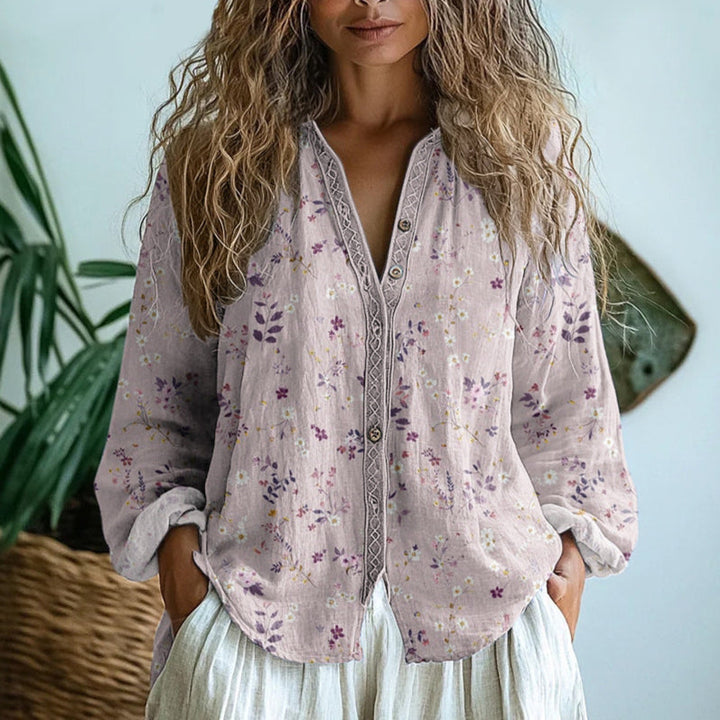 Audrey Vintage Leaf Print Blouse