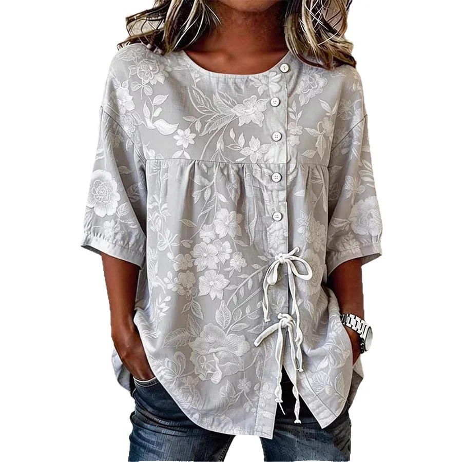 Catherine Elegant Floral Embroidered Blouse