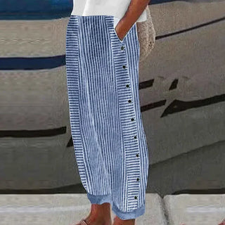 Inaya Seabreeze Stripe Button Trousers