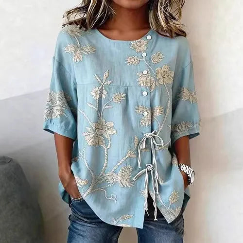 Catherine Elegant Floral Embroidered Blouse