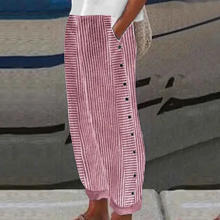 Inaya Seabreeze Stripe Button Trousers