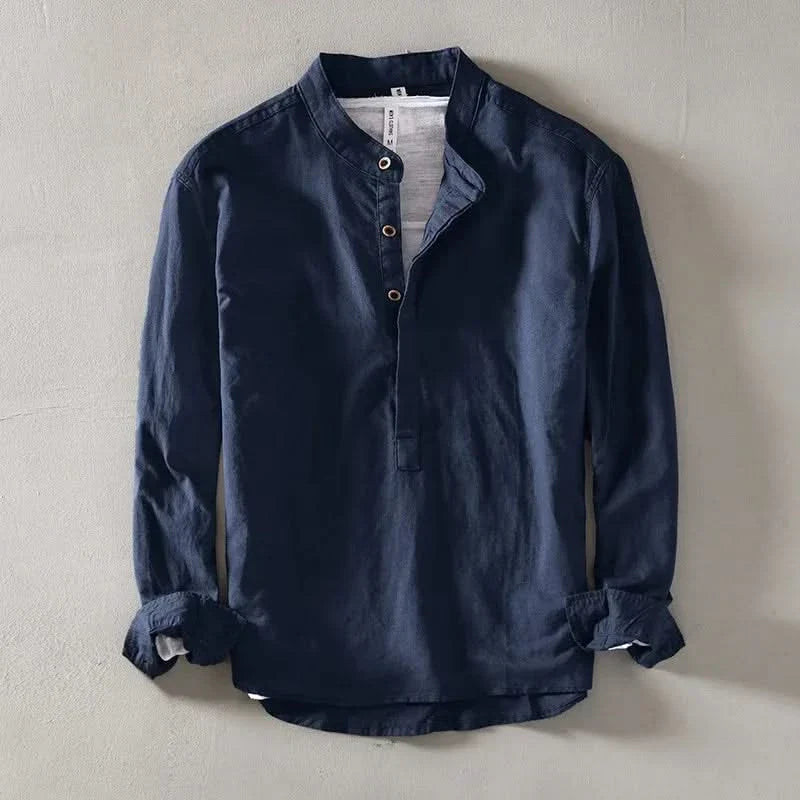 Callum Linen Mandarin Shirt