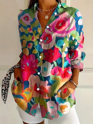 Asiah Colorful Pattern Blouse with All Day Comfort