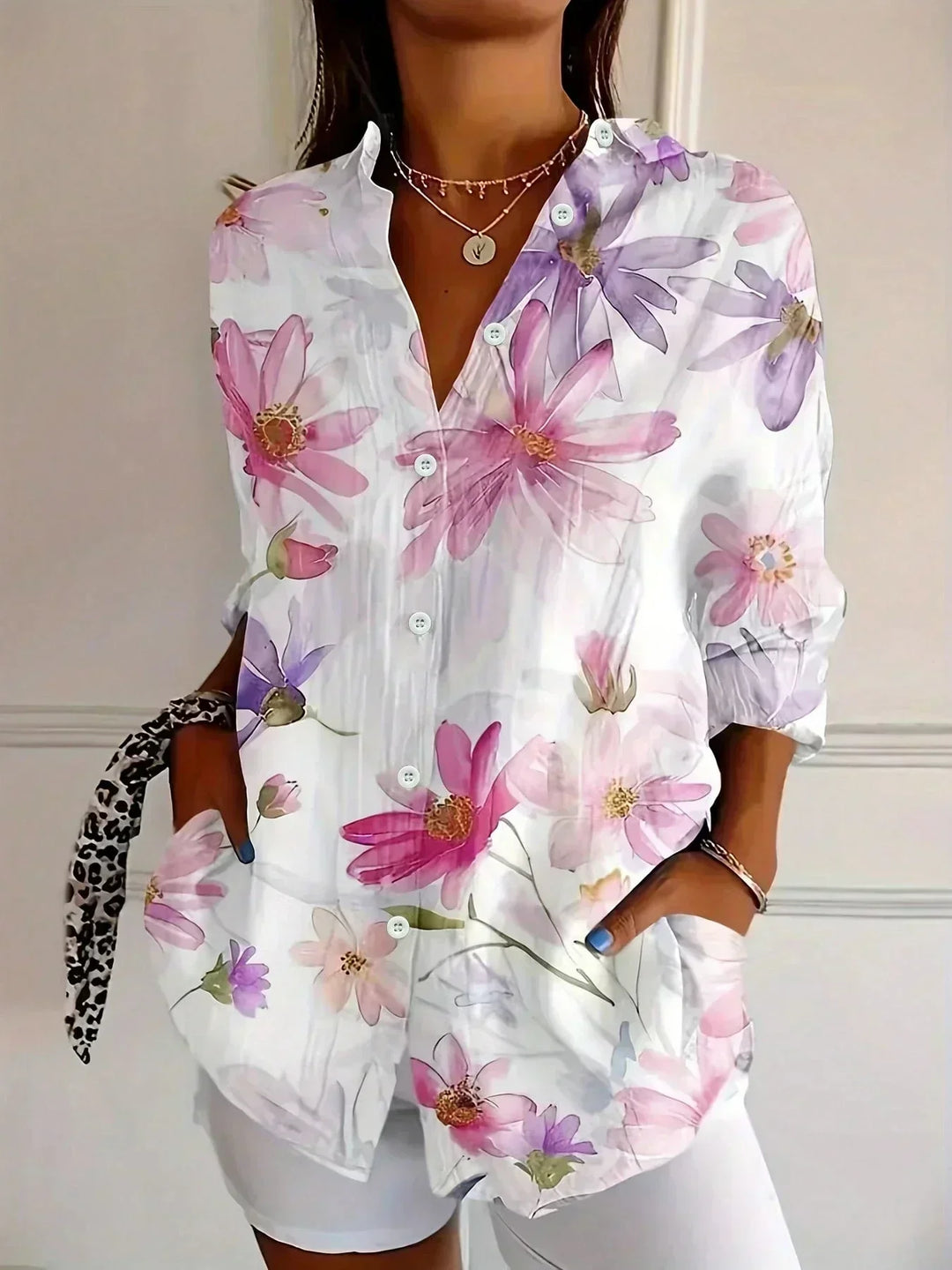 Catleen Colorful Printed Lightweight Blouse