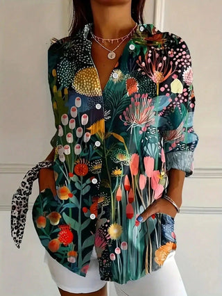 Asiah Colorful Pattern Blouse with All Day Comfort