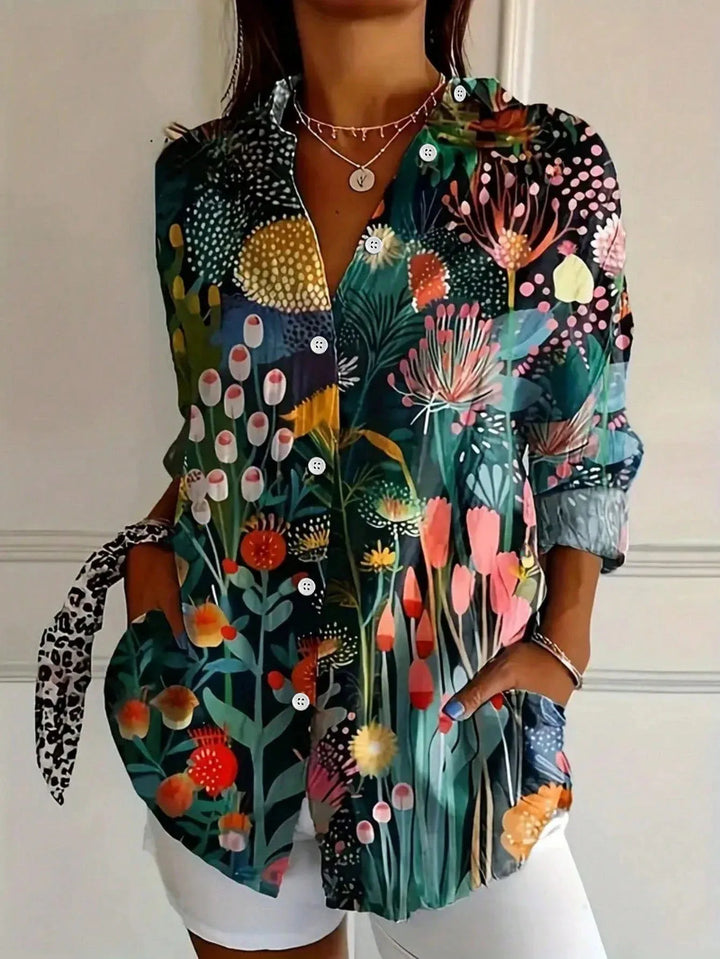Asiah Colorful Pattern Blouse with All Day Comfort