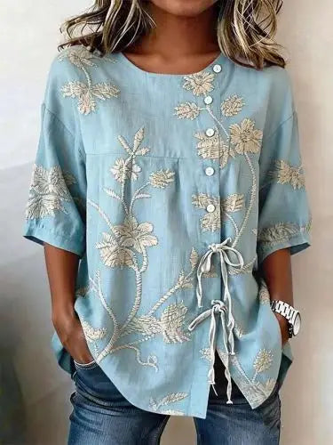 Catherine Elegant Floral Embroidered Blouse