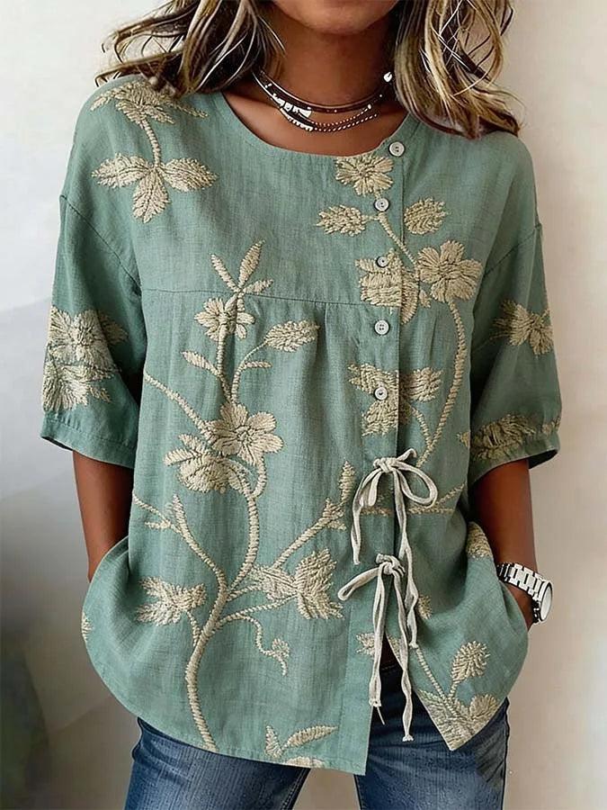 Catherine Elegant Floral Embroidered Blouse
