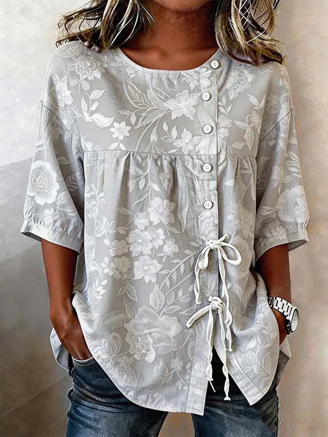 Catherine Elegant Floral Embroidered Blouse