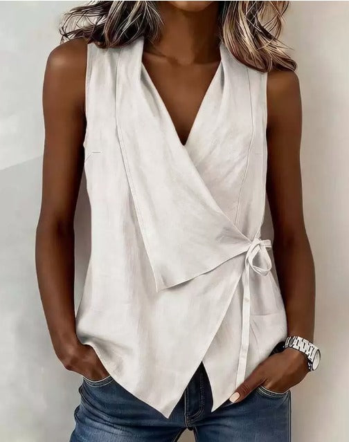 Sandy Sleeveless Wrap Blouse