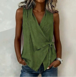 Sandy Sleeveless Wrap Blouse