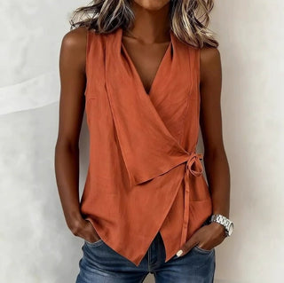 Sandy Sleeveless Wrap Blouse