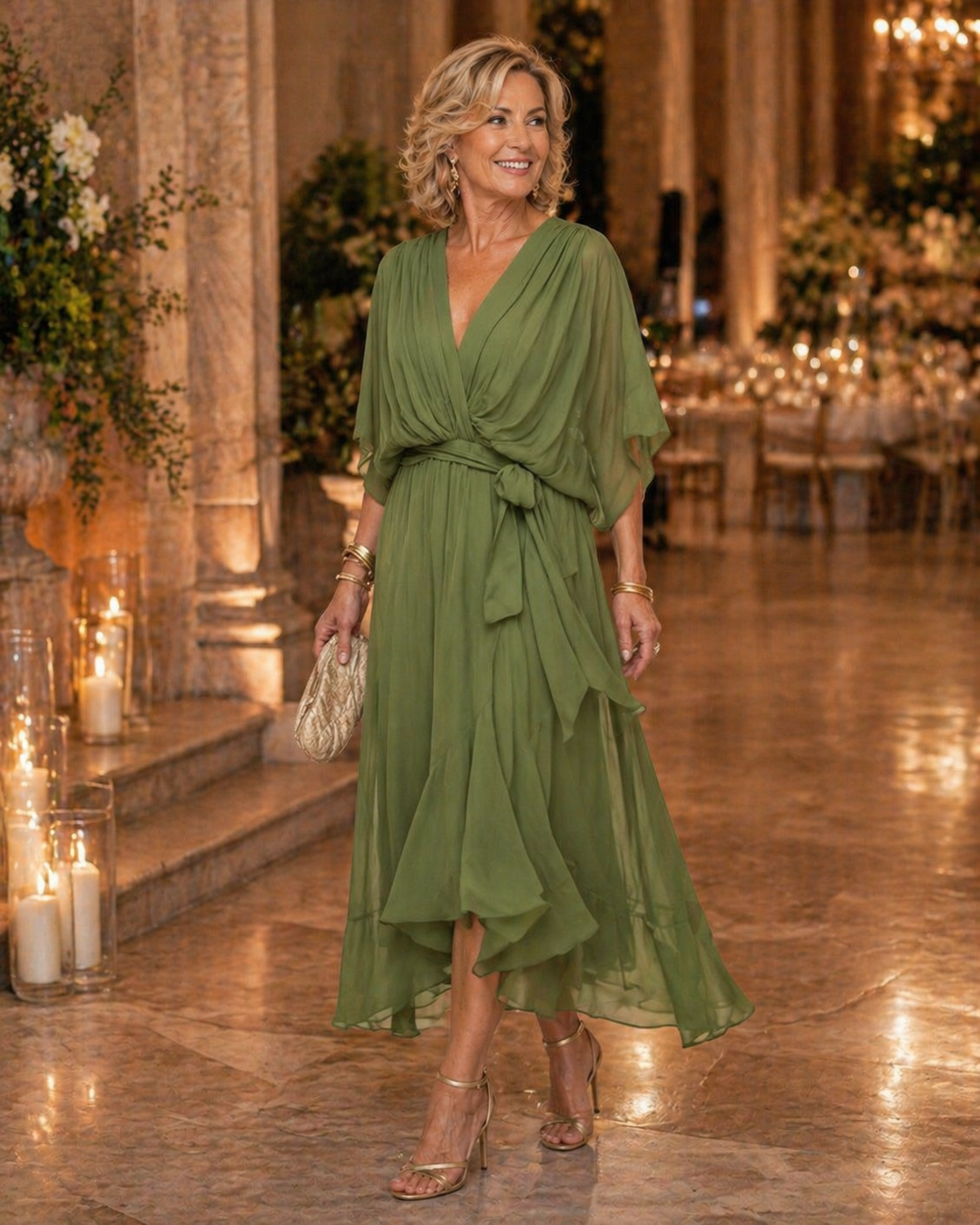 Monica Elegant V Neck Dress