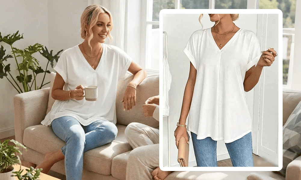 Diona Structured Confidence V-Neck T-Shirt