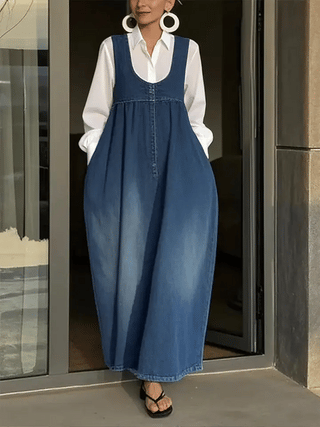 Irene Loose Denim Vest Dress