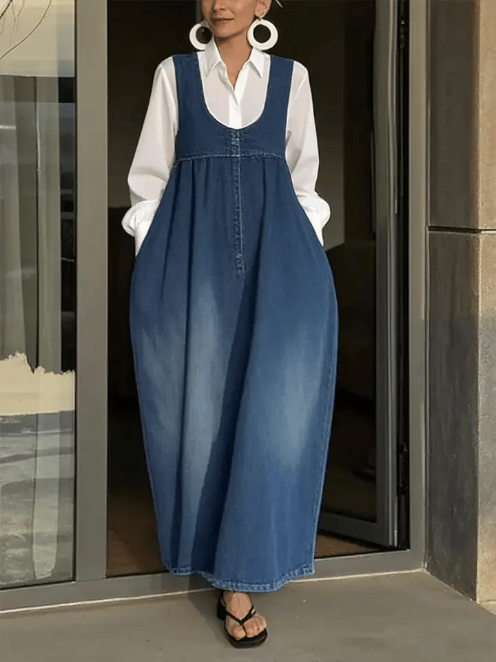 Irene Loose Denim Vest Dress