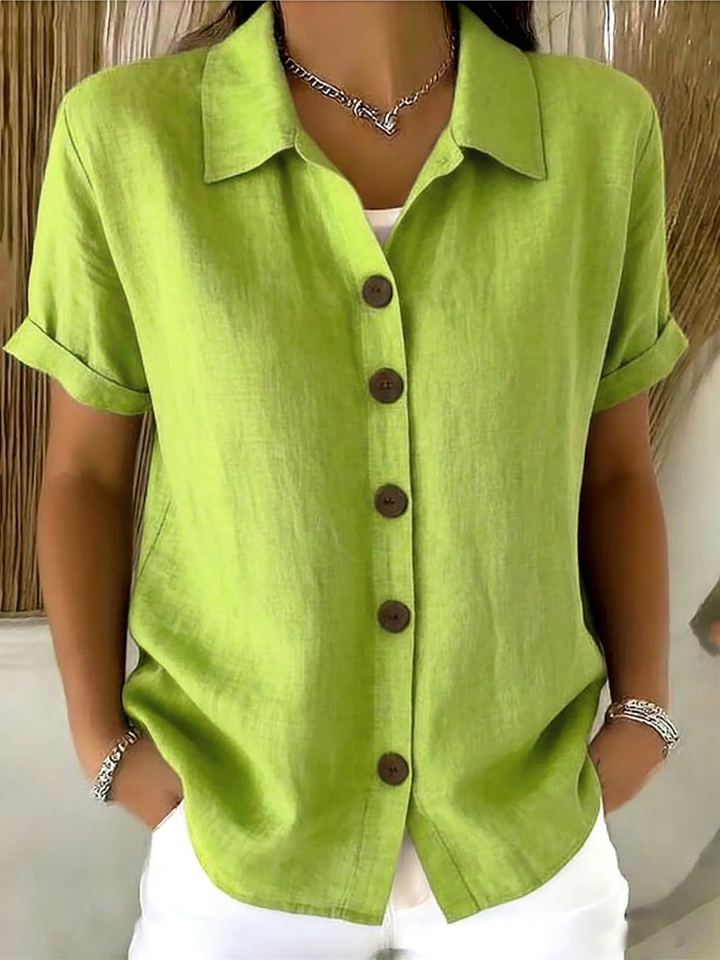 Seraphina Classic Cotton Button Front Blouse
