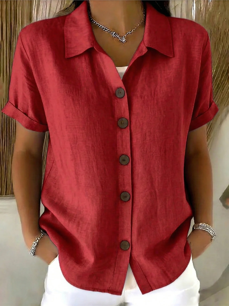 Seraphina Classic Cotton Button Front Blouse