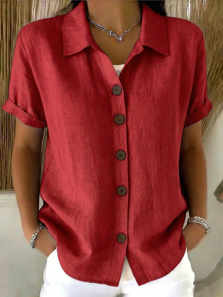 Seraphina Classic Cotton Button Front Blouse