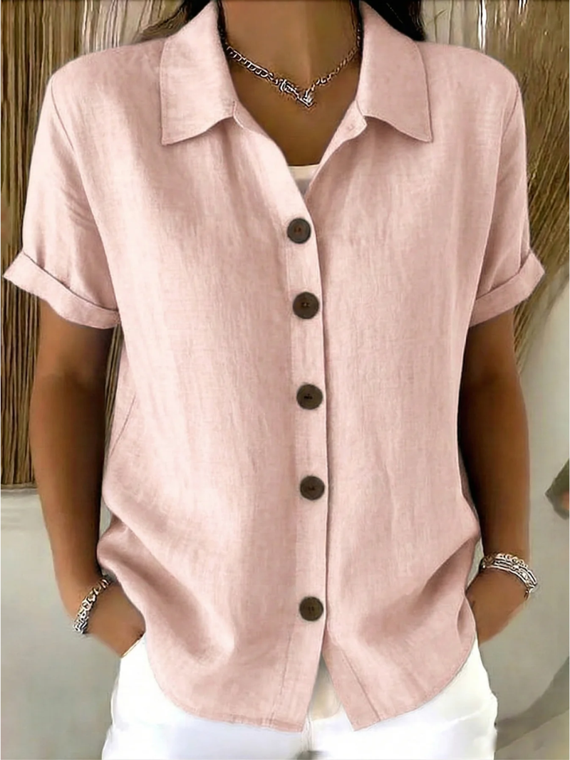 Seraphina Classic Cotton Button Front Blouse