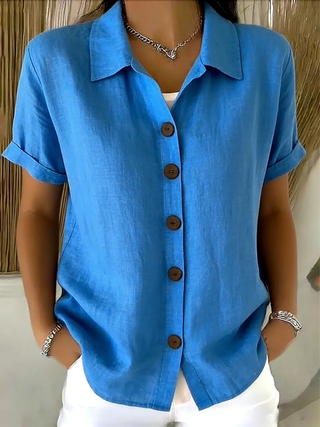 Seraphina Classic Cotton Button Front Blouse