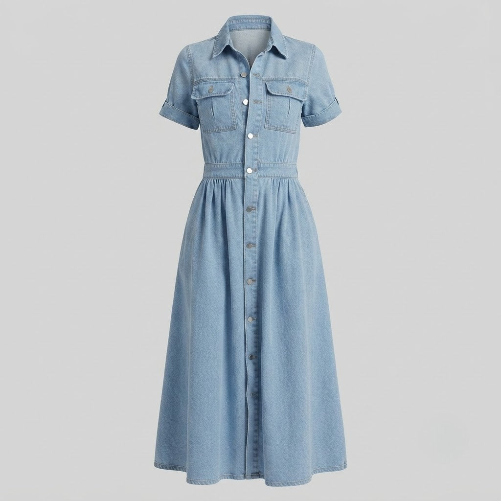 Violeta Short Sleeve Denim Dress