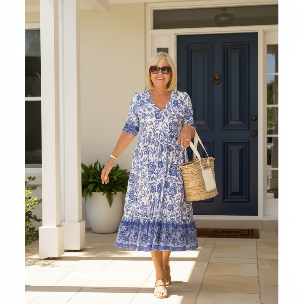Danna Elegant Floral Dress with V Neck