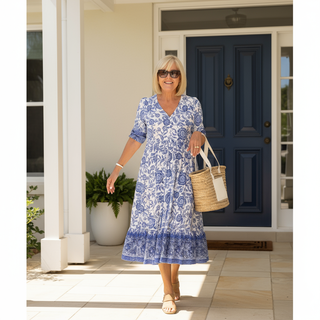 Danna Elegant Floral Dress with V Neck