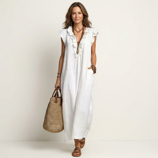 Josette Ruffle V-Neck Maxi Dress