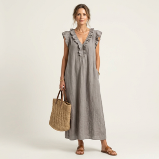 Josette Ruffle V-Neck Maxi Dress