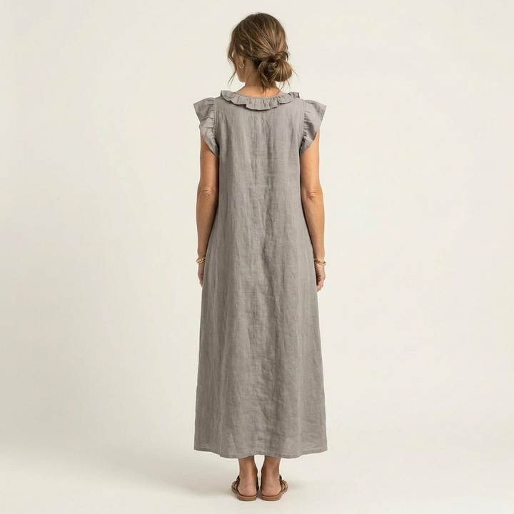 Josette Ruffle V-Neck Maxi Dress