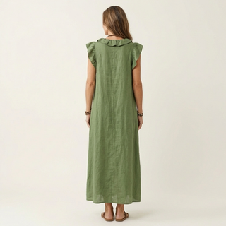 Josette Ruffle V-Neck Maxi Dress