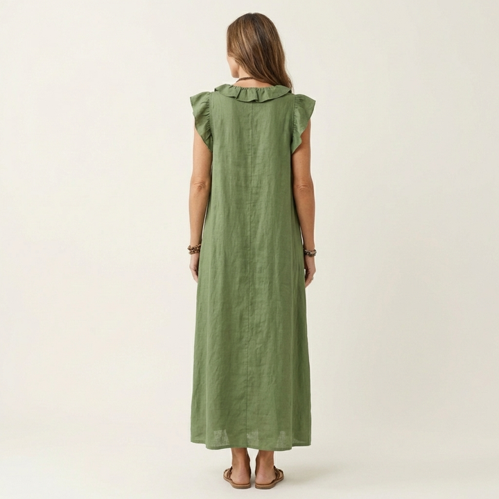 Josette Ruffle V-Neck Maxi Dress