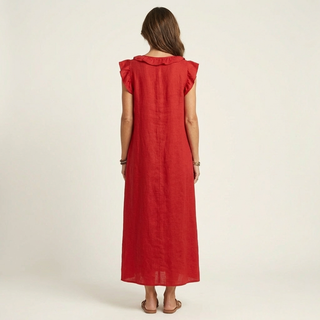 Josette Ruffle V-Neck Maxi Dress