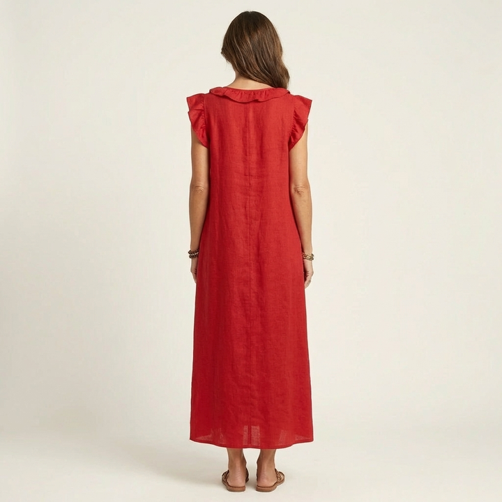 Josette Ruffle V-Neck Maxi Dress