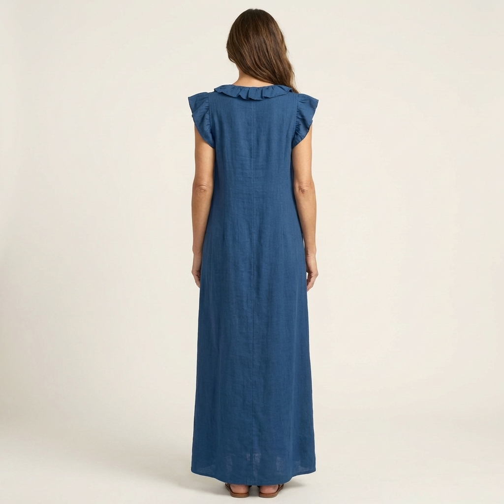Josette Ruffle V-Neck Maxi Dress