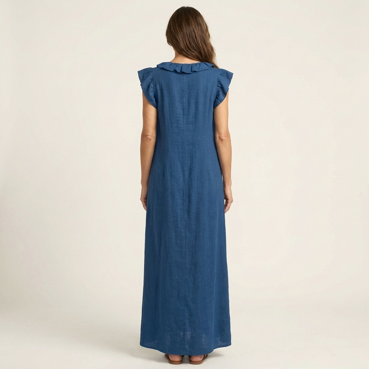 Josette Ruffle V-Neck Maxi Dress