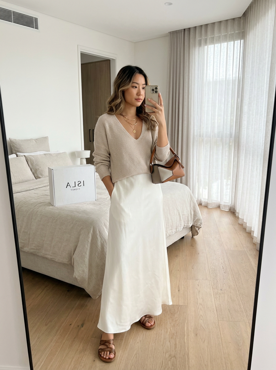 Isolde Knit and Satin Ensemble