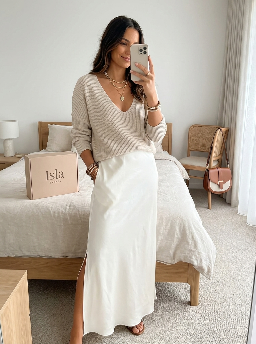 Isolde Knit and Satin Ensemble