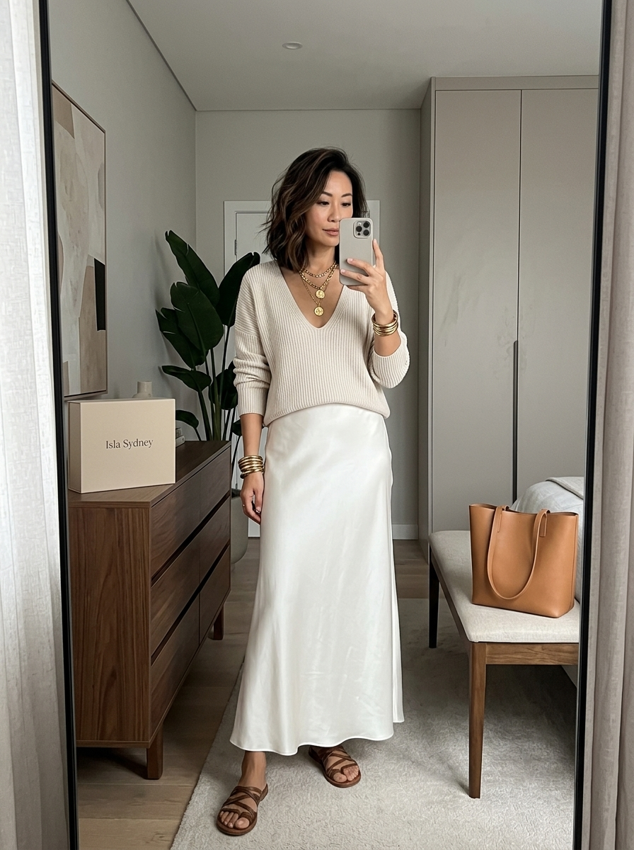 Isolde Knit and Satin Ensemble