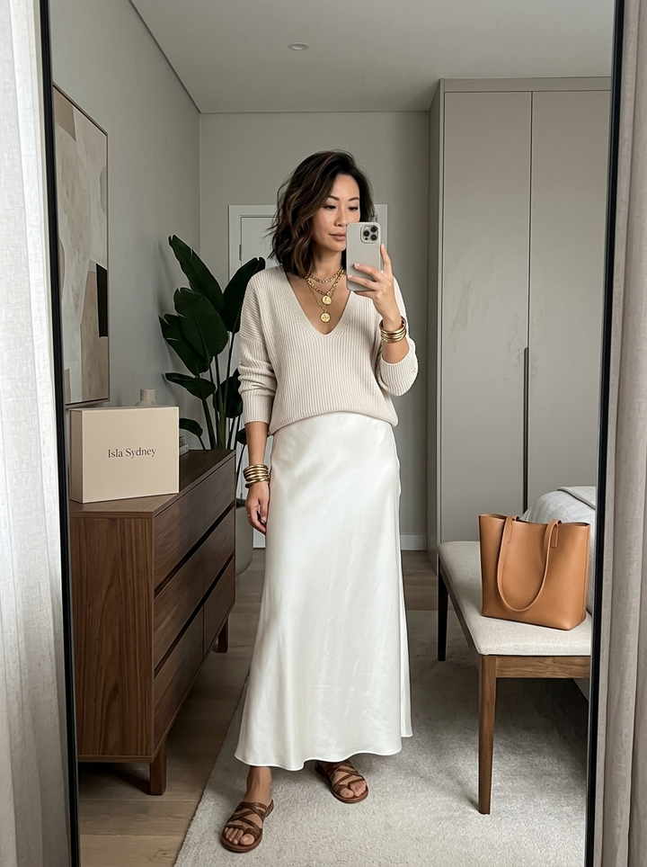 Isolde Knit and Satin Ensemble