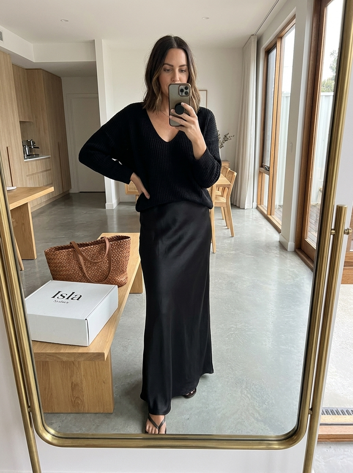Isolde Knit and Satin Ensemble