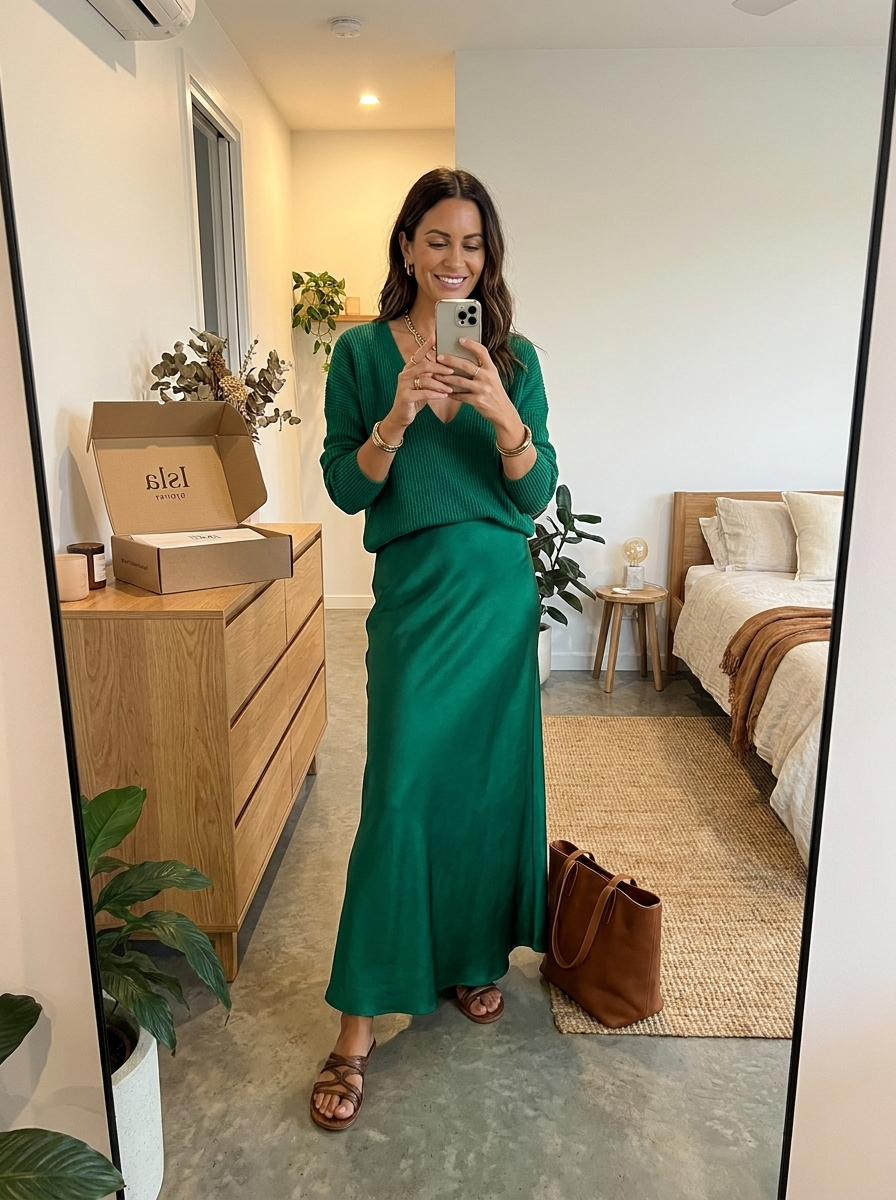 Isolde Knit and Satin Ensemble
