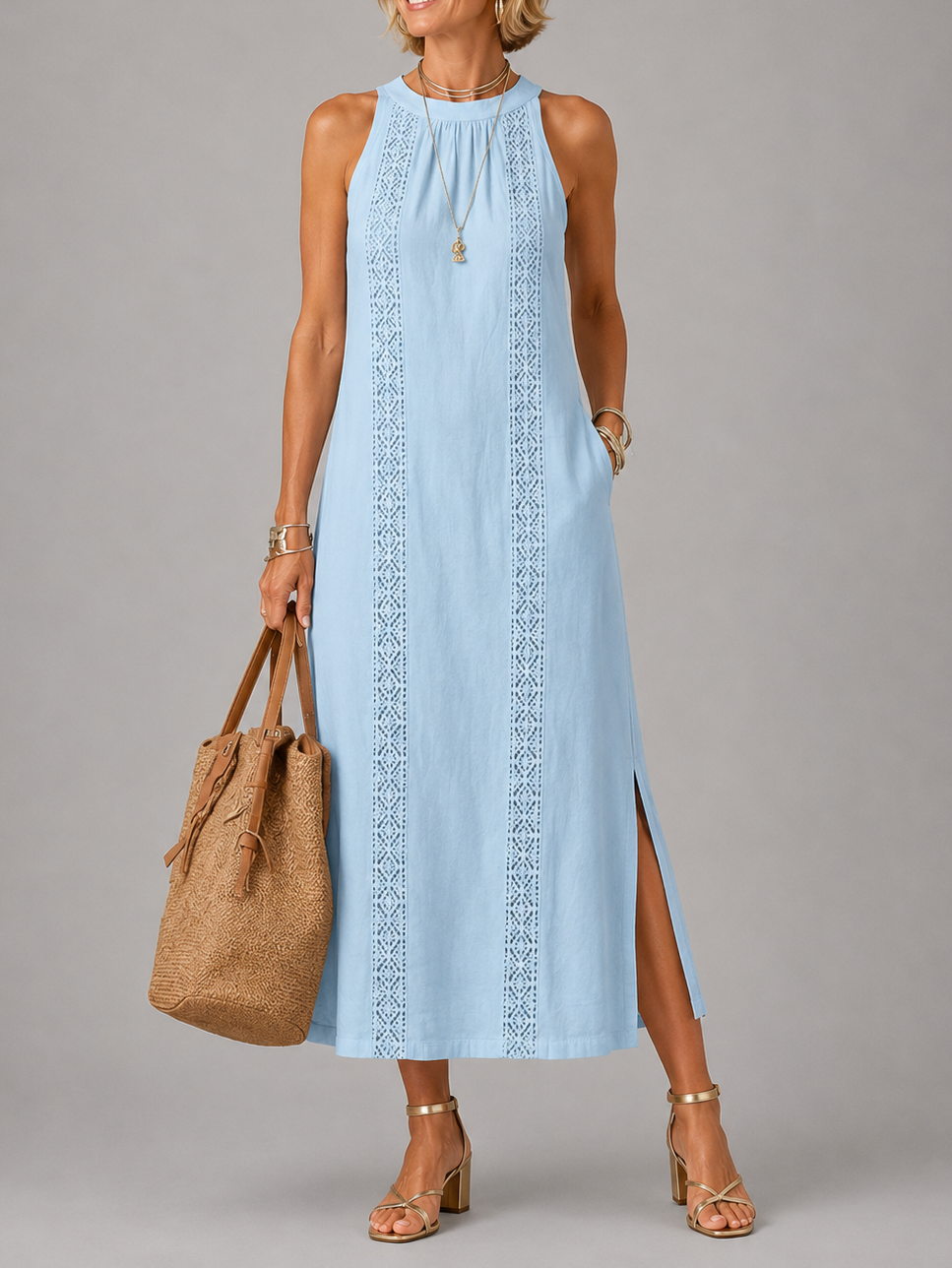 Emberly Relaxed Embroidered Midi Dress